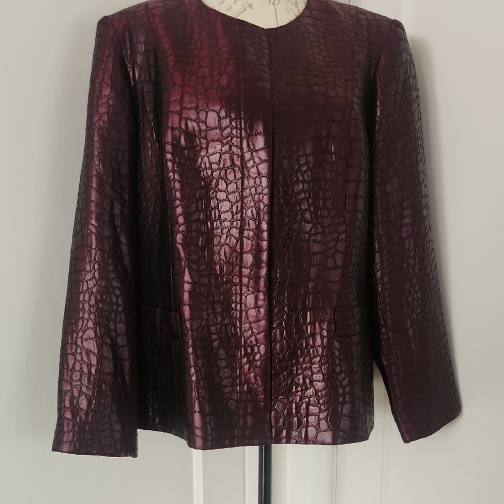 LOUBEN Textured Women's Blazer in Deep Burgundy SIZE 18